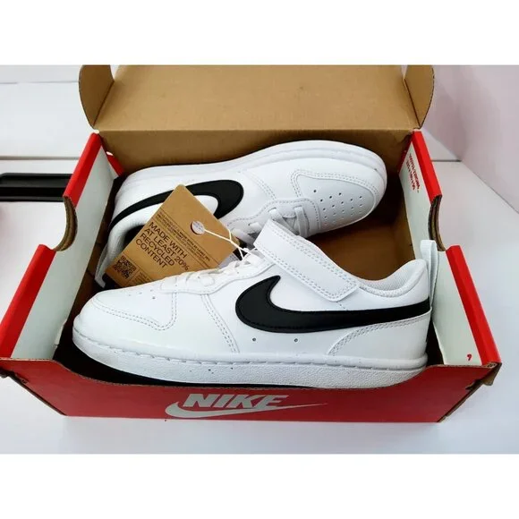 Nike Court Borough Low Recraft White Black Kids Preschool Casual Shoe DV5457-104 - Picture 6 of 9